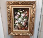 تابلو فرش دستباف تبریز طرح گل آمیخته هنر و رنگ 