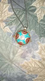 گرنبند نقره قدیمی کهنه کارشده با سنگ های یاقوت و فیروزه