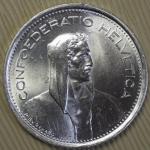 سکه نقره ۵ فرانک سوئیس ۱۹۶۷ در حد بانکی